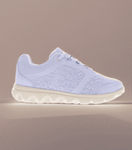 Light blue athletic sneaker on display