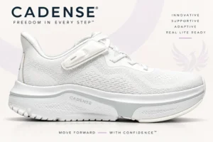 file_0000000053748230afa69c0f1c3ccfab - Rejuva Sole™ White Cadense athletic shoe with hook-and-loop strap and breathable knit upper on a light backdrop.